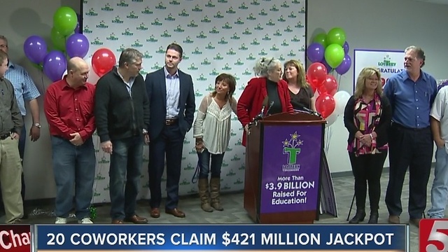 20 Tennessee Co-Workers Claim $421M Jackpot