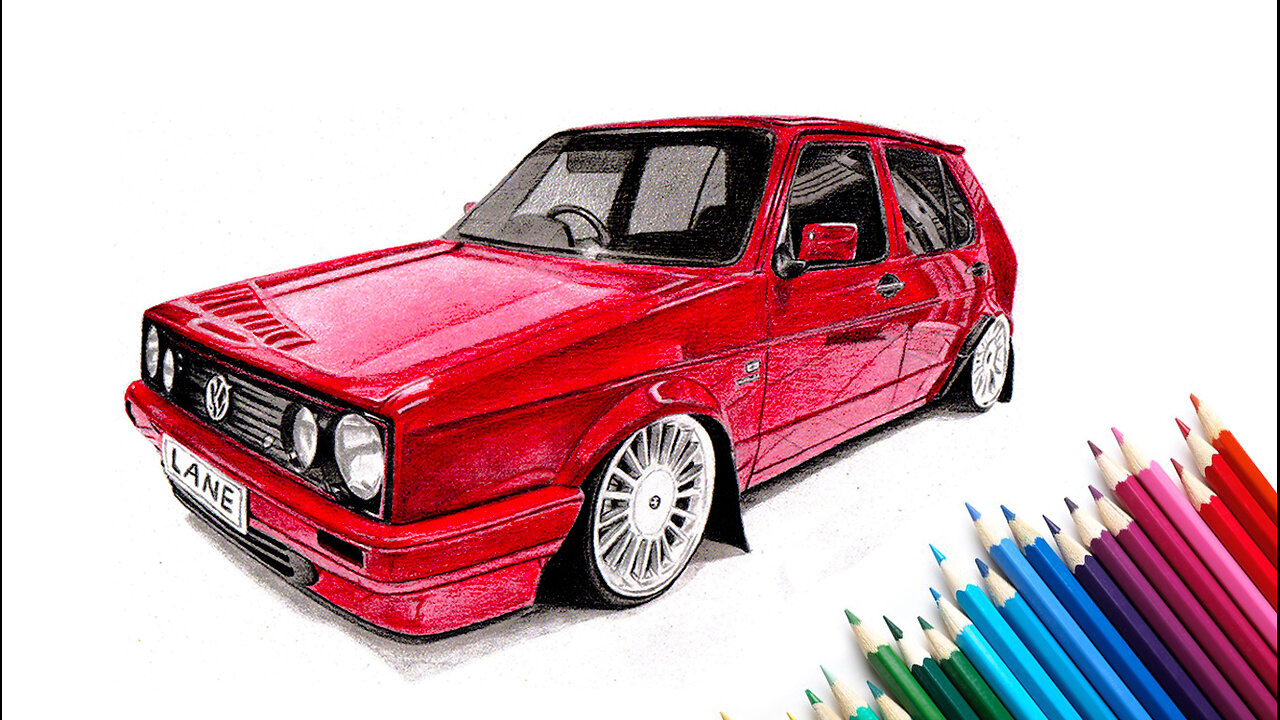 How To Draw a Cool Car With Cheap Colour Pencils.