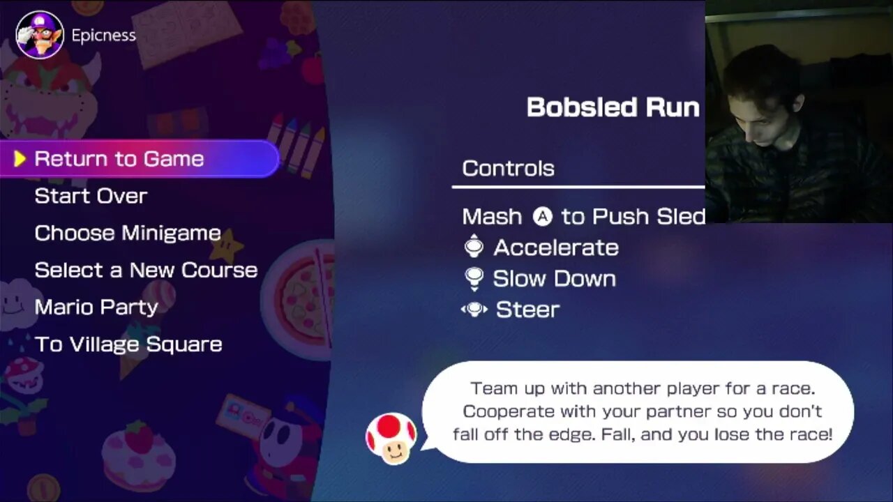 Mario Party Superstars Bobsled Run Minigame Featuring Waluigi VS Nintendo Characters