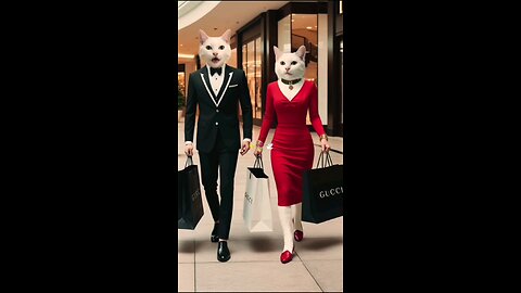 Cat Couple Magical Shopping Day