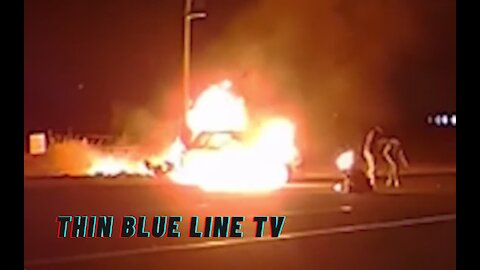 DASHCAM: Off Duty Stockton Police Officer Runs Into Flaming Crash To Save 2 People's Lives