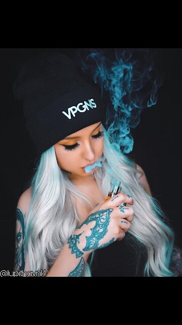 Beautiful Girl Smoking Night Cigarette
