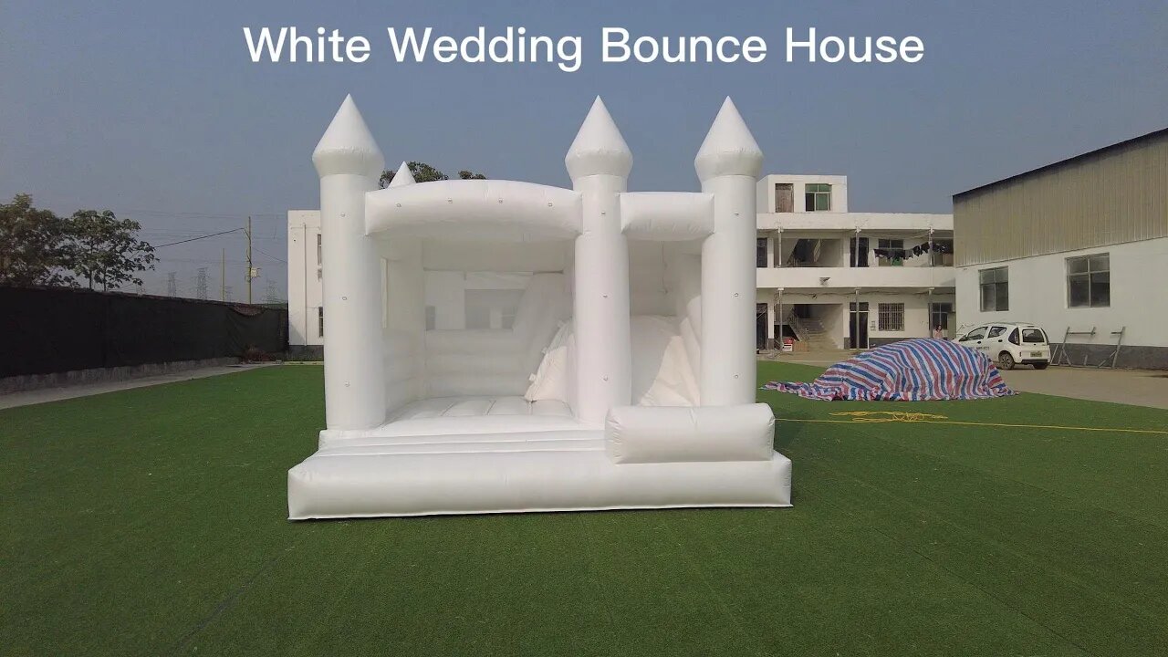 White Wedding Bounce House#factorybouncehouse #factoryslide #bounce #bouncy #castle #inflatable