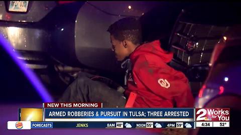Three people arrested following armed robberies and pursuit