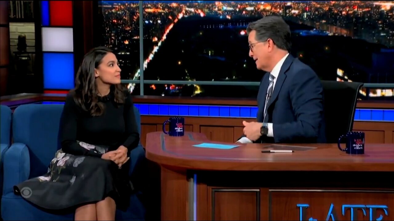 Stephen Colbert Begs AOC To Run For President