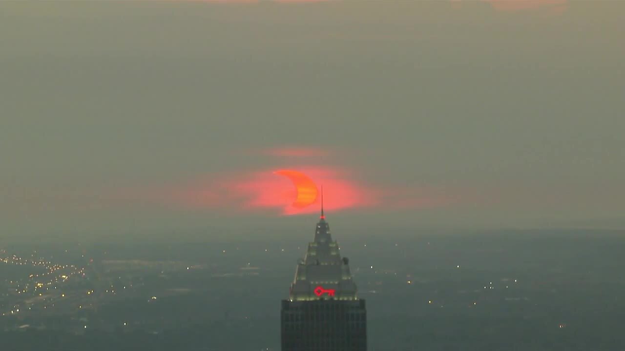 WATCH: Incredible view of the partial solar eclipse rising over Cleveland