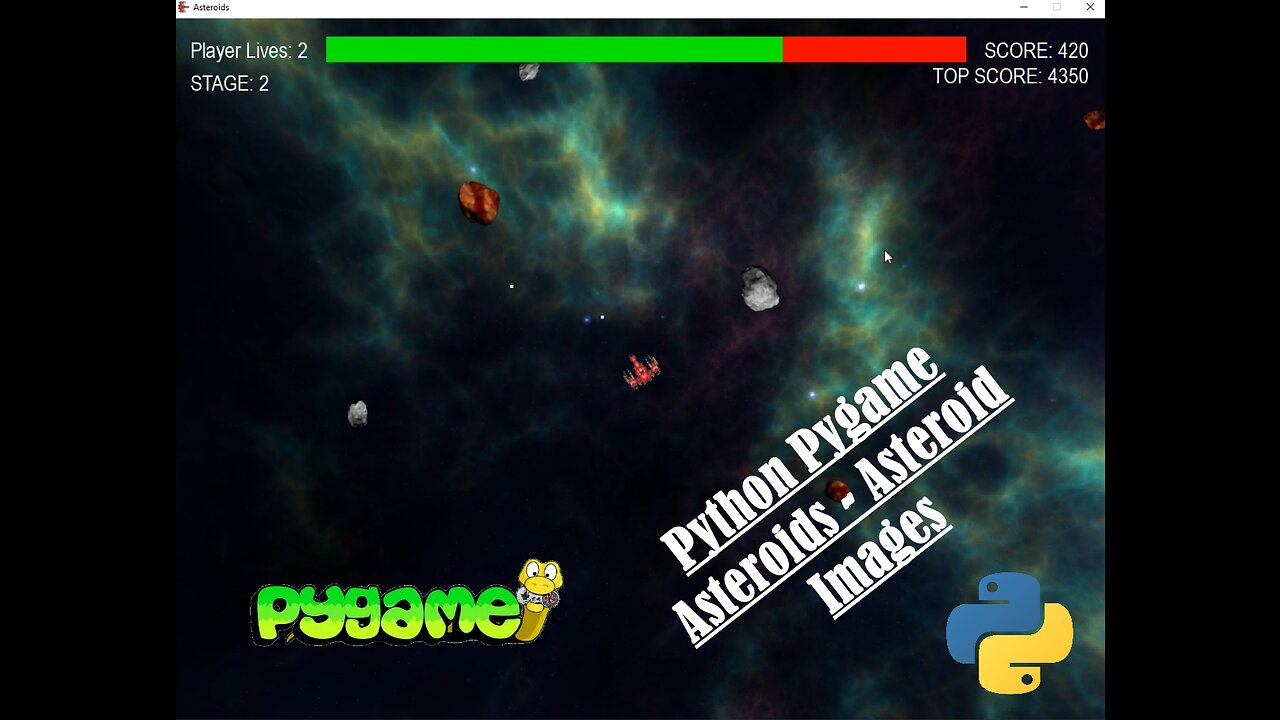 Asteroids - 06 - Adding Asteroid Class Load Images | Python | Pygame | Walkthrough | Coding