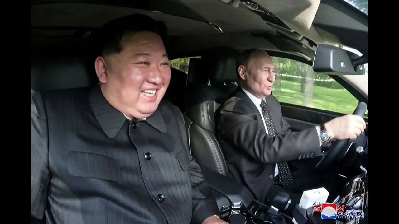 Putin chauffeurs Kim Jong-un in a luxurious Russian vehicle during their visit to North Korea.