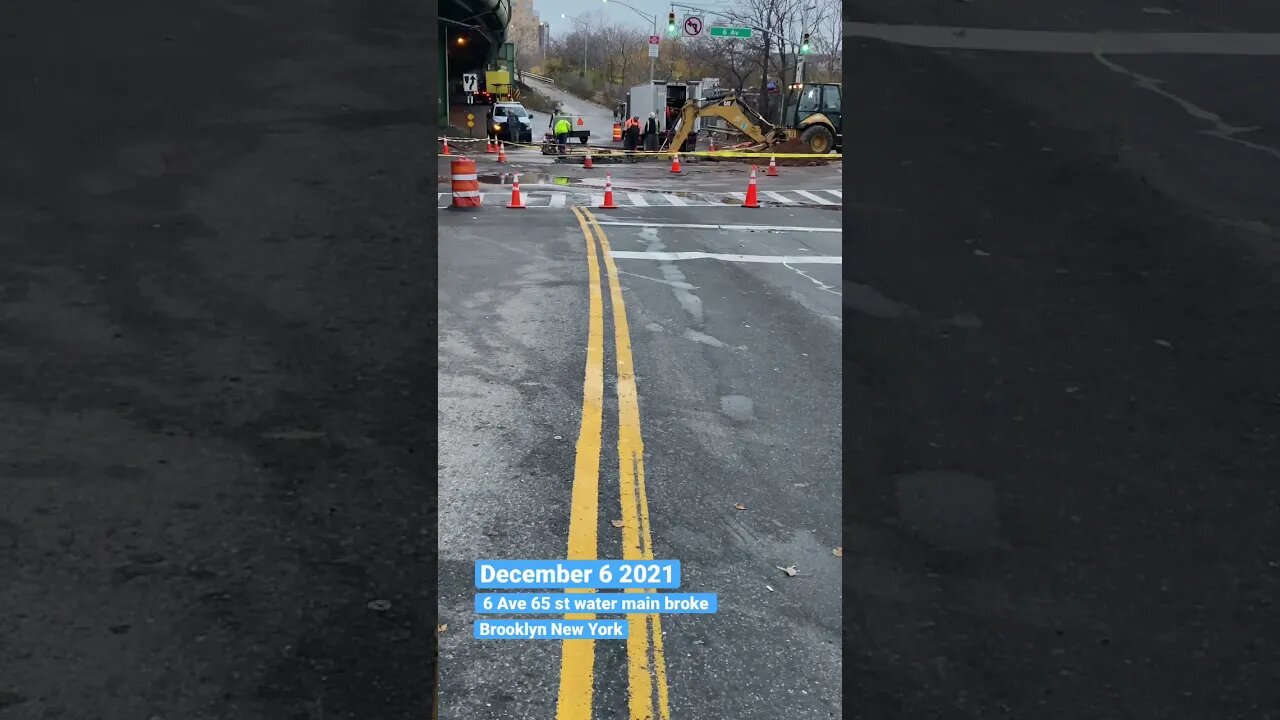 Water mainBroke cause 6 Ave 65St inter section closed in Brooklyn NY 4K Vertical