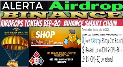 【Airdrop EShop (2nd Round)】Como 800 Tokens ESHOP ($6) | 134 ESHOP ($1) por referido | Renda Extra