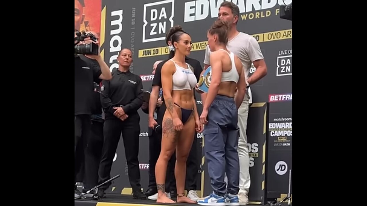 Cherneka Johnson vs. Ellie Scotney - Weigh-in Face-Off - (Matchroom Boxing: Edwards vs. Campos)