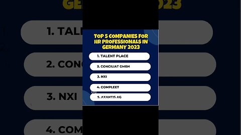 Top 5 Companies for HR professional's in Germany 2023 | Prasad Botre | #StudyInGermany #shorts