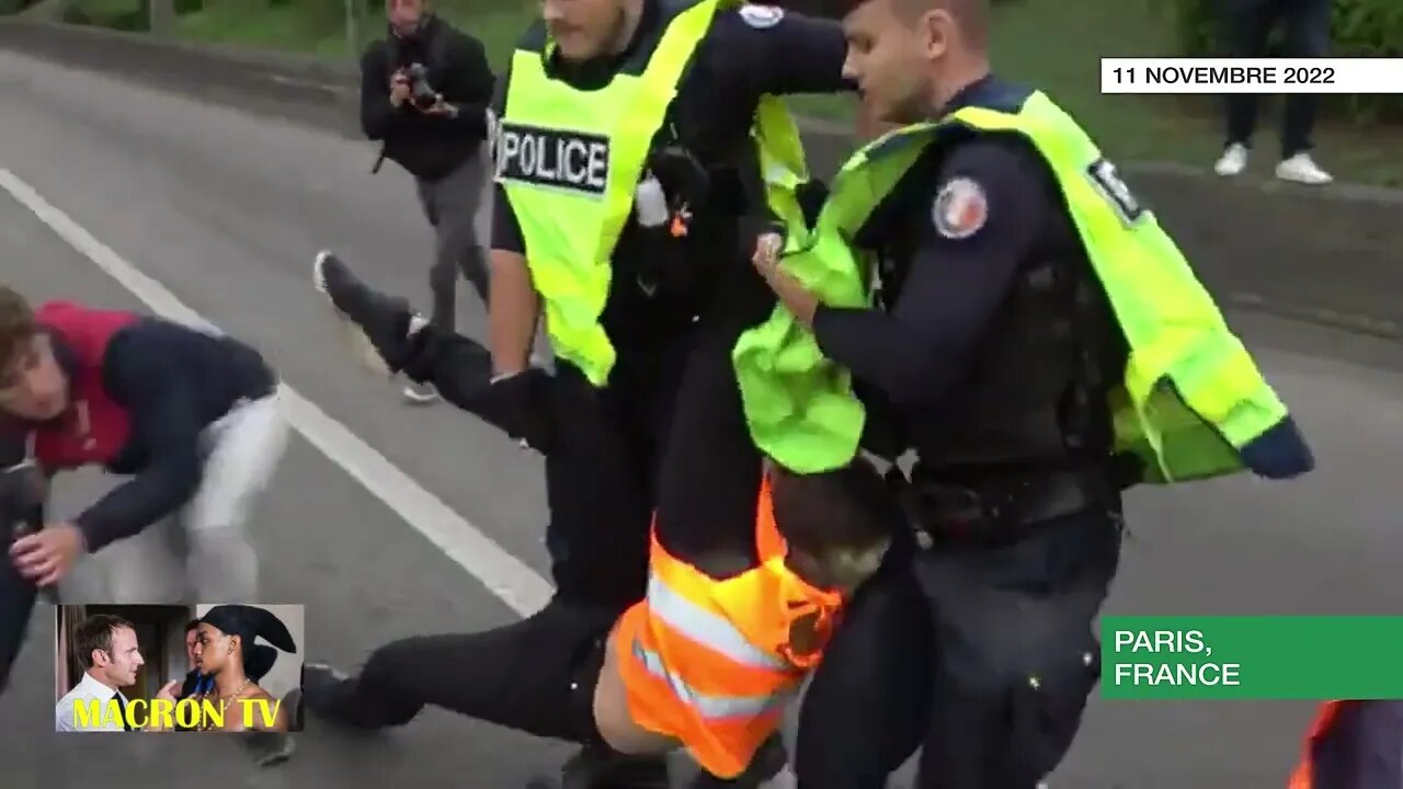 France: des militants écolos ont bloqué le 11/11 la circulation à Paris. Béchu Macron doivent 🤣