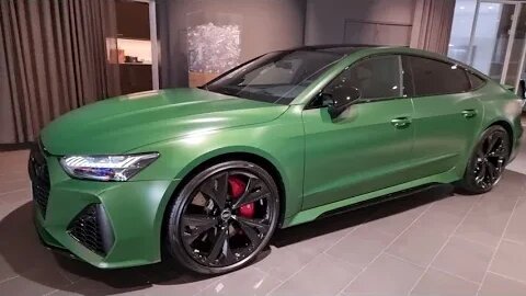 MORE Audi RS7 Exclusive Sonoma Green Matt at Audi Studios Stockholm Sweden [4k 60p]