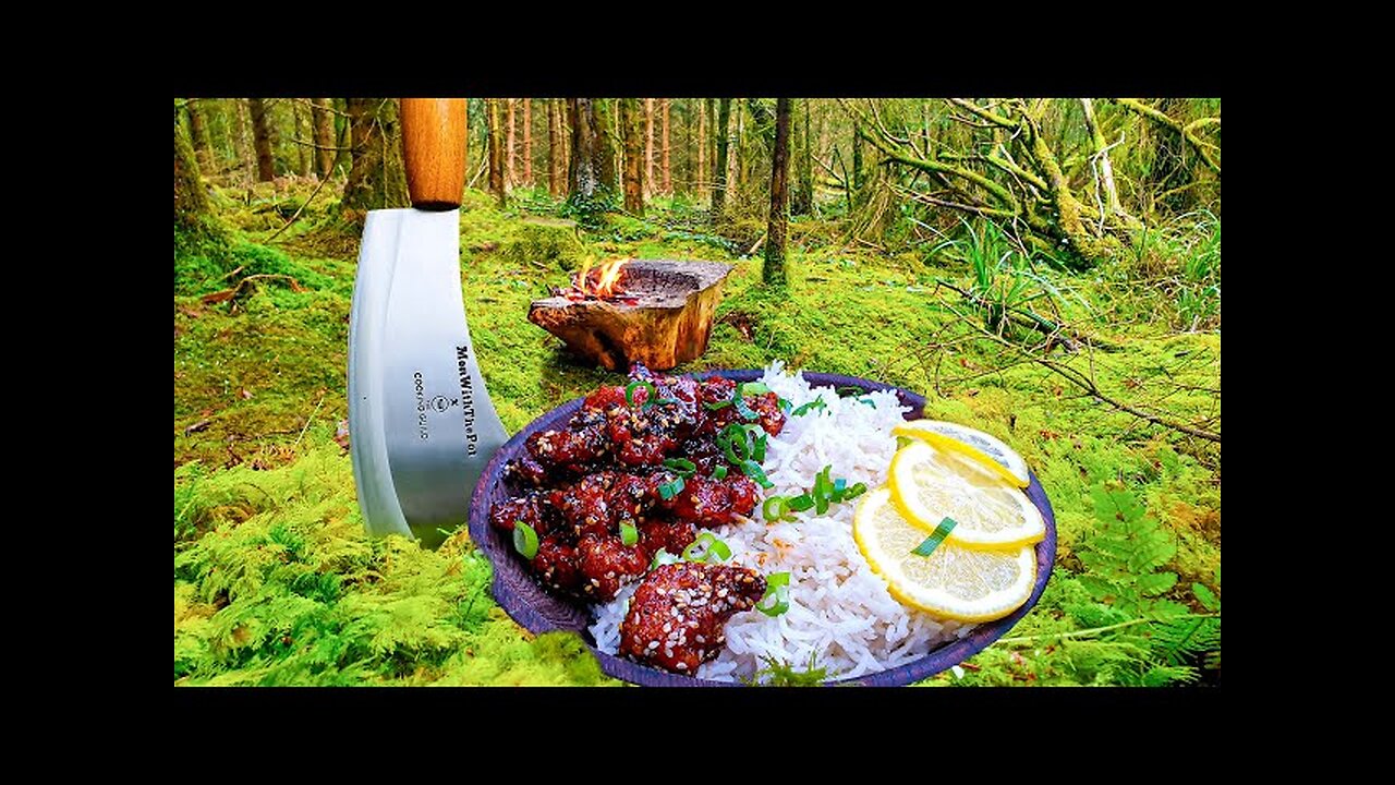 Lemon Crunchy Chicken cooked in the middle of the forest. ASMR cooking. NO TALK