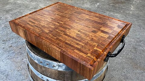 Turning a barrel into a butcher block