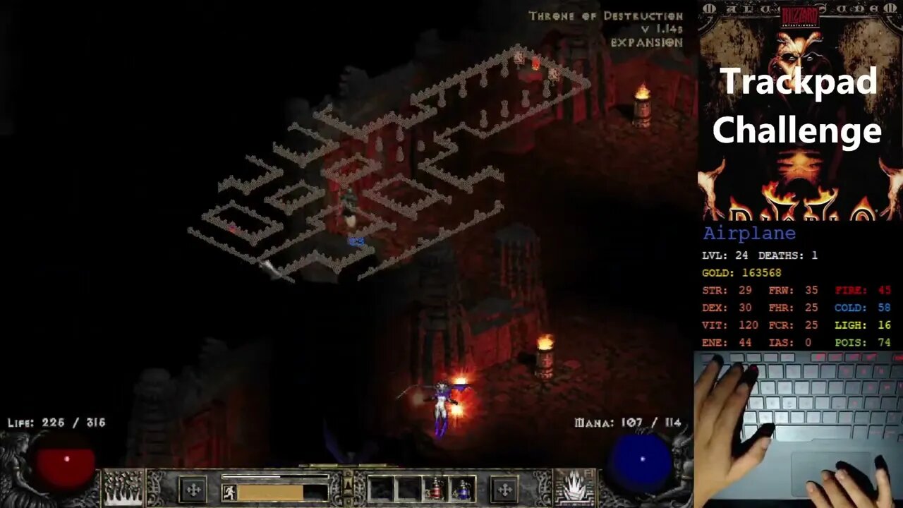 Diablo 2, Trackpad Only, on an Airplane - Flight 6 Finale!