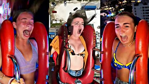 Slingshot ride Girls Reaction
