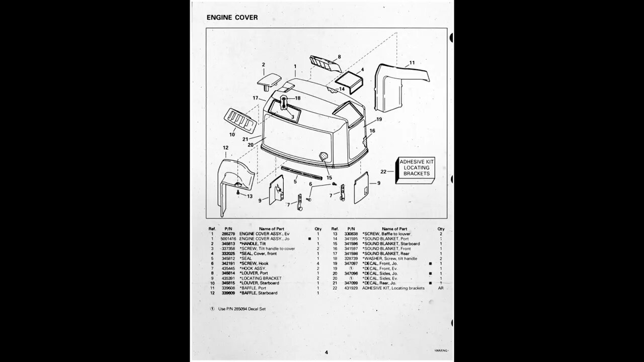 Johnson Evinrude commercial outboard motors, V4 & jet schematic and break downs - 2000 Card 09