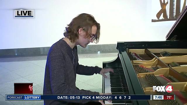 Teens practice to compete in Teen Talent Night -- Nathan Ross performs on the piano