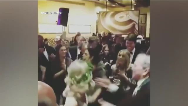 Former President George W. Bush dances at a family wedding