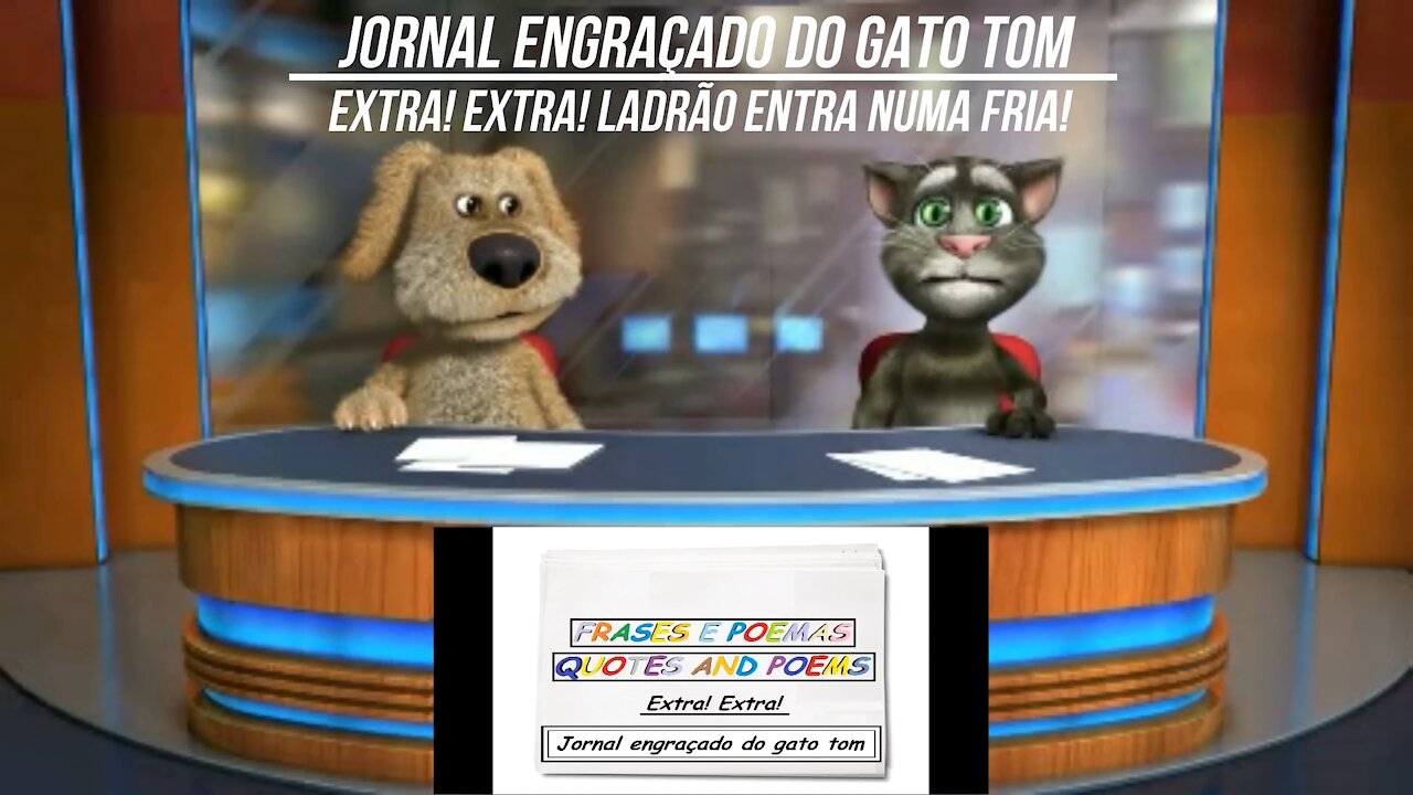 Jornal engraçado do gato tom: Ladrão entra numa fria! [Frases e Poemas]