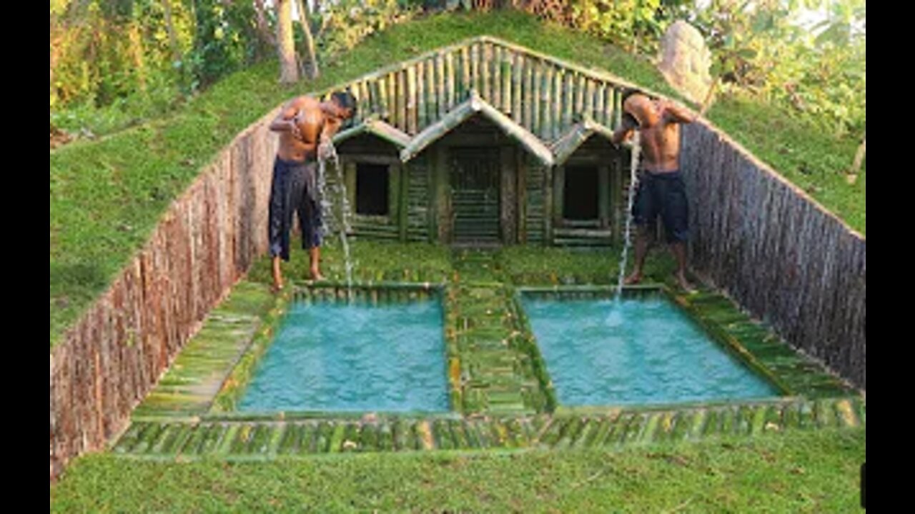 Build House Under The Wood roots & Add Two Swimming Pool