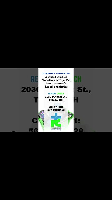 DONATE your used iPhone 8 and above or iPad. Call or text: 567-698-8428 www.RCTBW.org