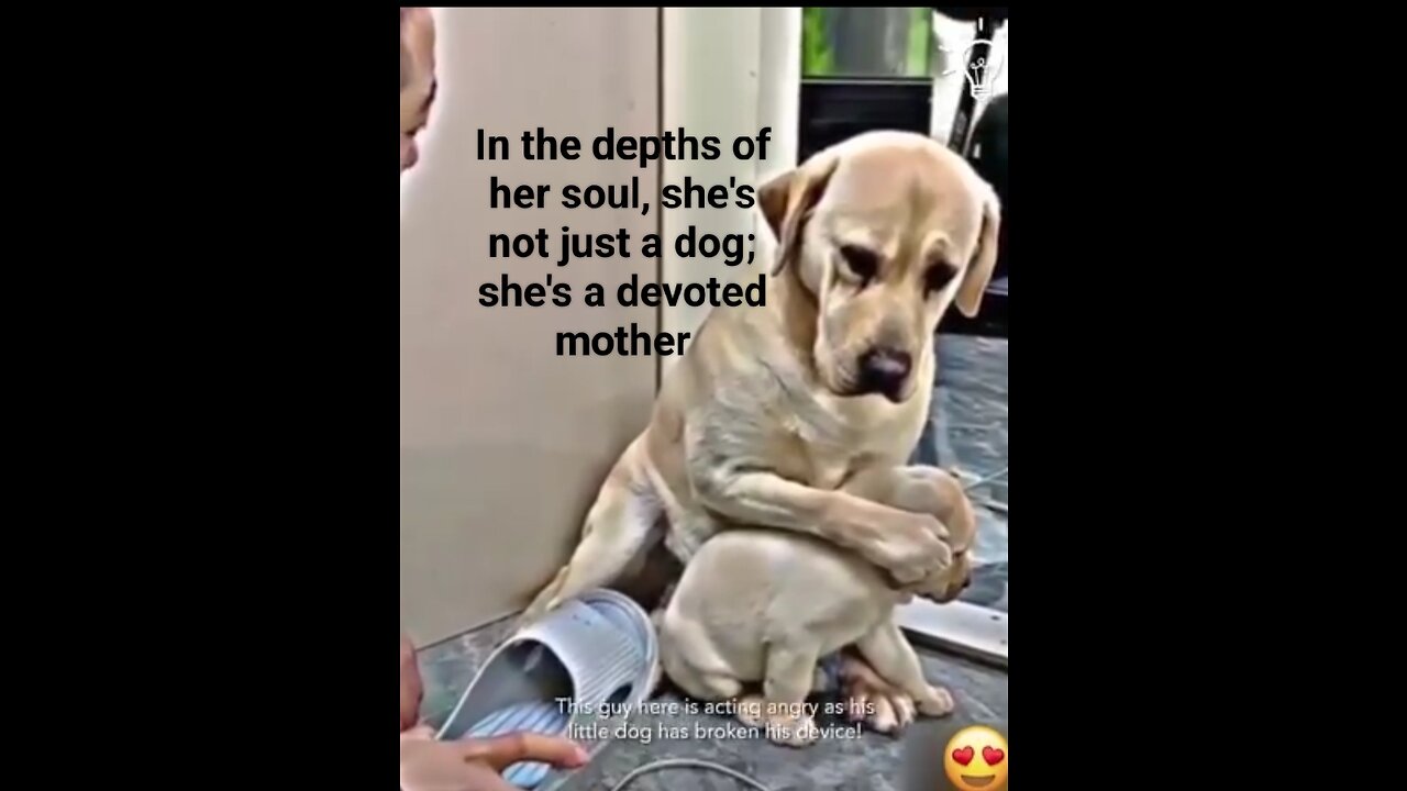 Mother dog stands up to protect her little baby❤️😍