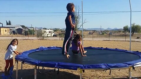 Kids Jump on Trampoline