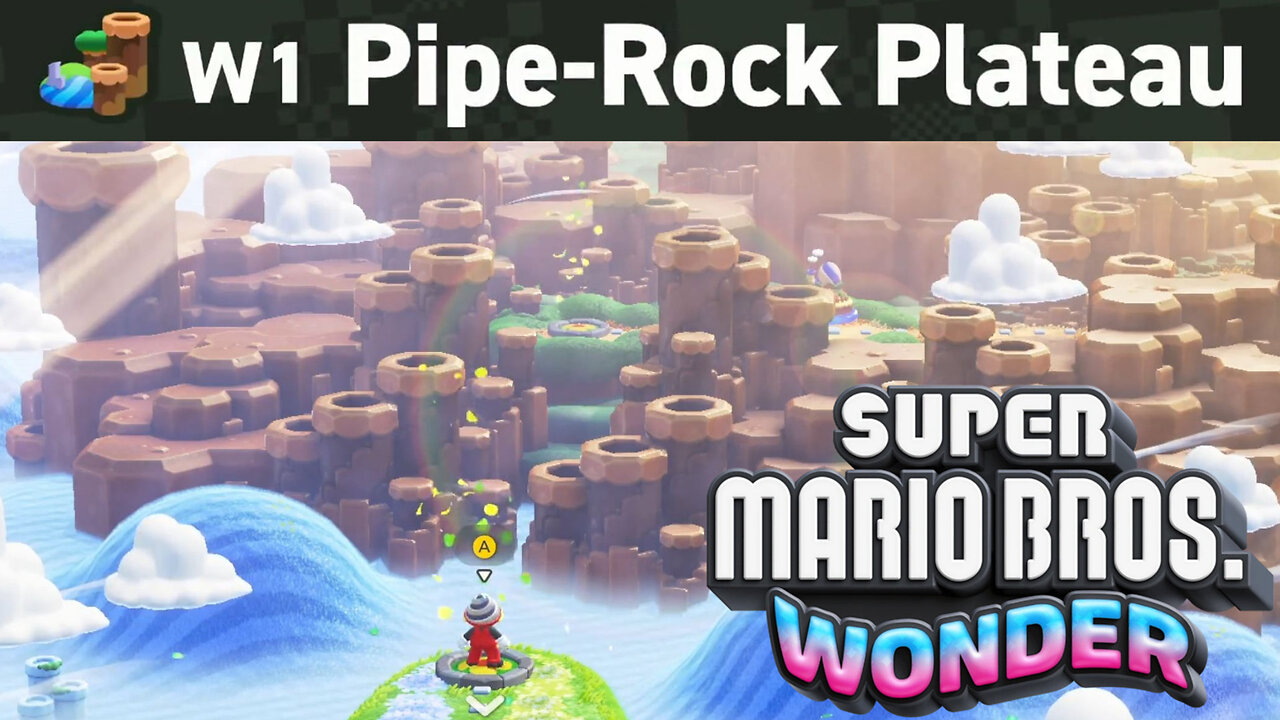 Timestamped World 1 Secret Exits Flower Coins and Wonder Flowers Super Mario Wonder PipeRock Plateau