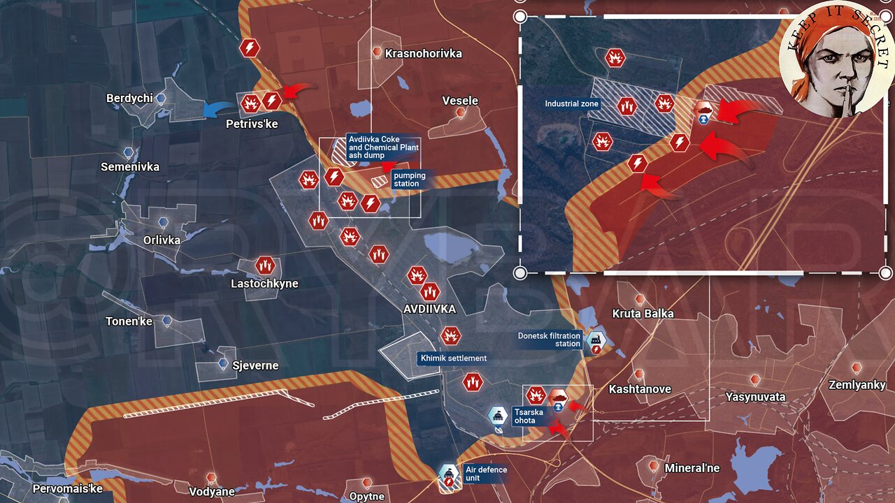 Ukraine War, Rybar Map for November 14th, 2023 Russian Forces Advance Along the Front Avdiivka