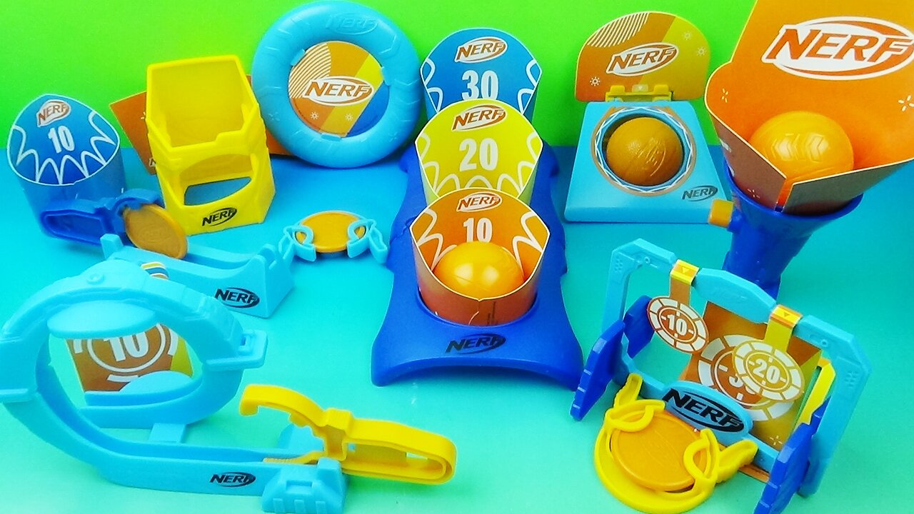 2023 McDONALDS NERF set of 8 HAPPY MEAL KIDS COLLECTIBLES VIDEO REVIEW