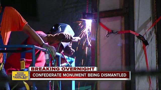 Confederate monument being dismantled in Tampa