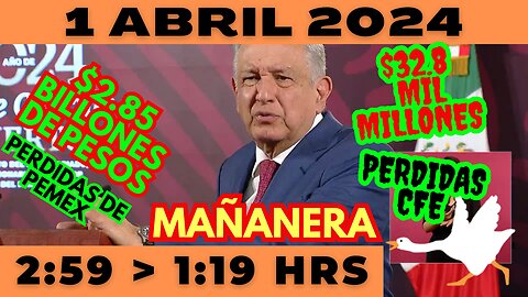 💩🐣👶 AMLITO | Mañanera *Lunes 01 de abril 2024* | El gansito veloz 2:59 a 1:19.