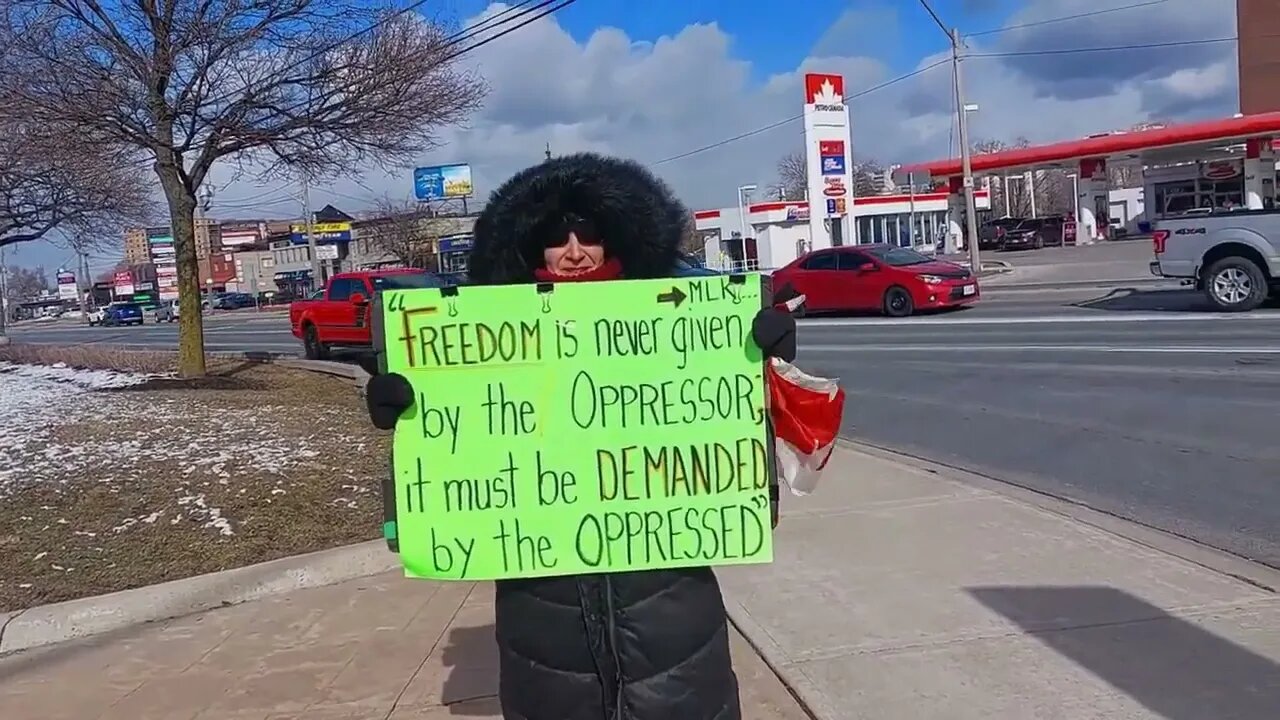 Freedom Convoy March 12th 2022 Lots Of Good and Bad Reactions To My "Honk If You Hate Trudeau Sign"
