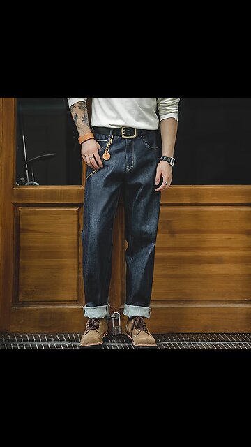 SALE!! Men's Pants Vintage Denim Red Ear Original Cow Straight Tube Jeans