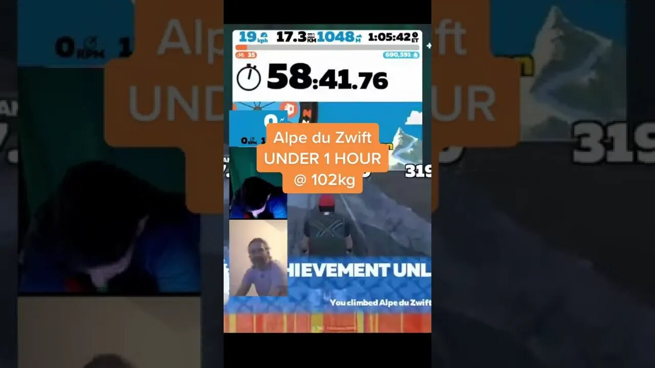 100kg Cyclist riding Alpe du Zwift UNDER 1 HOUR? #Shorts