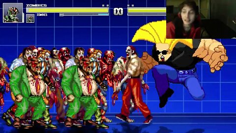 Zombies VS Johnny Bravo In An Epic Battle In The MUGEN Video Game With Live Commentary