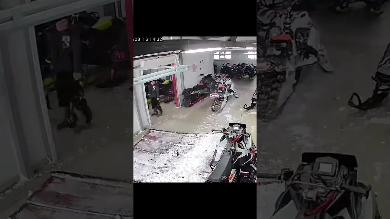 Snowmobile Crashes Into Store #trending