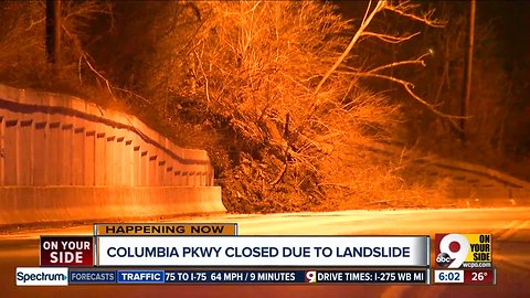 Landslide closes Columbia Parkway