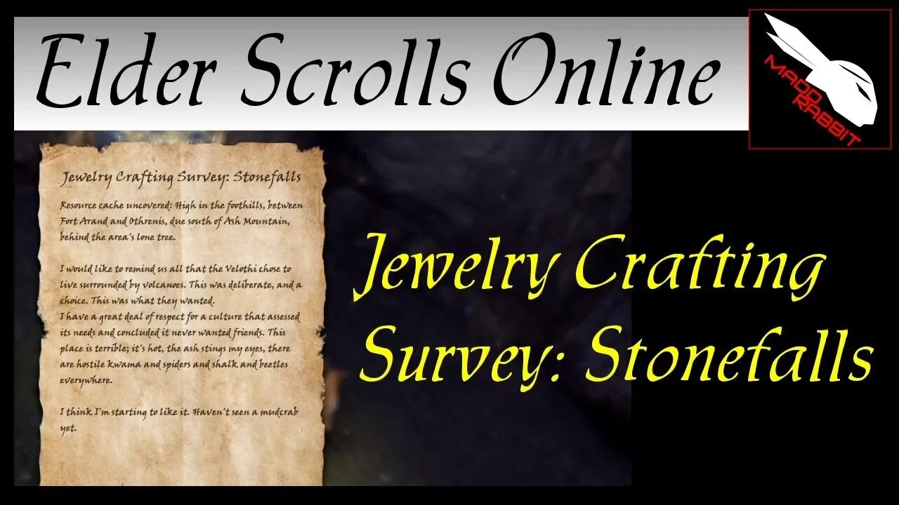 Jewelry Crafting Survey: Stonefalls [Elder Scrolls Online] ESO