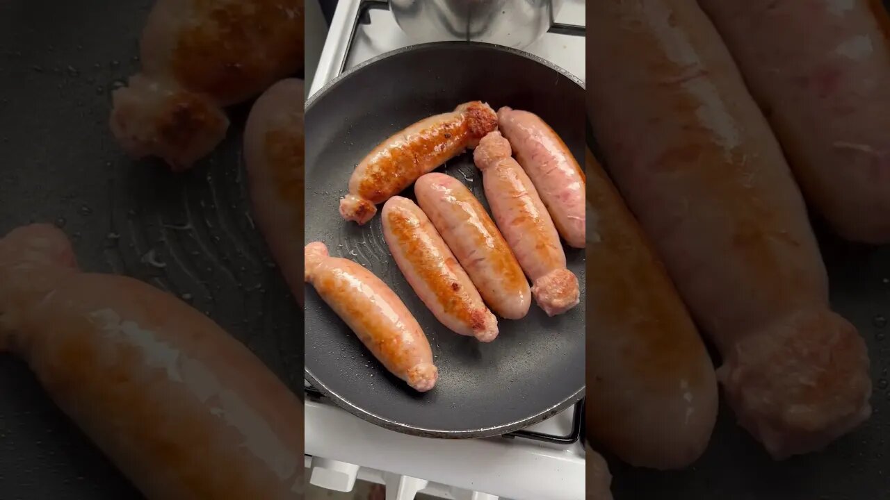 Pork sausages for breakfast, yummy