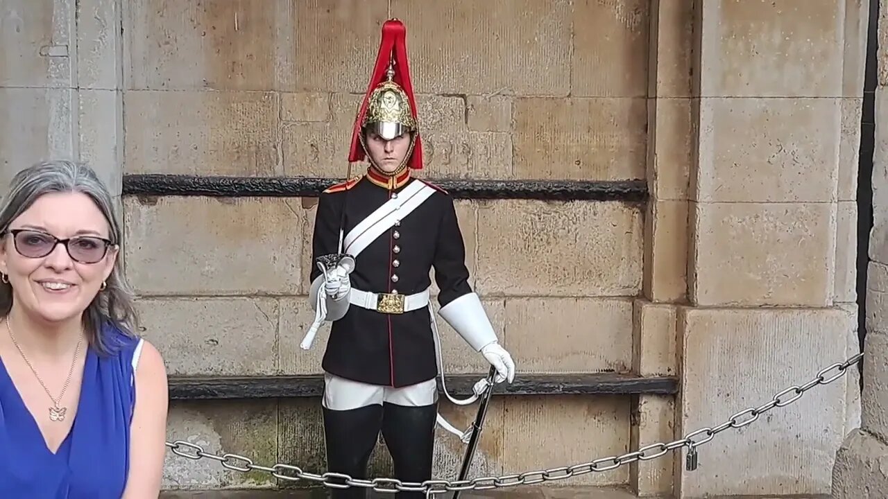 Female kings guard. get back from arches #horseguardsparade