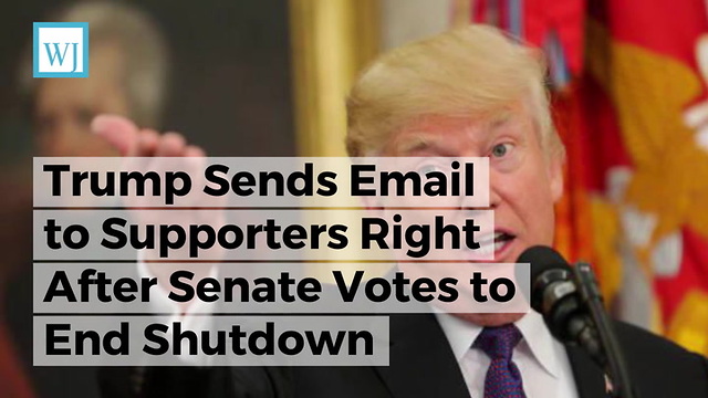 Trump Sends Email to Supporters Right After Senate Votes to End Shutdown