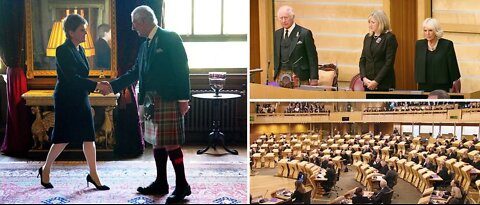 Sturgeon bows to King Charles at Scottish Parliament and pays tribute to Queen's bond