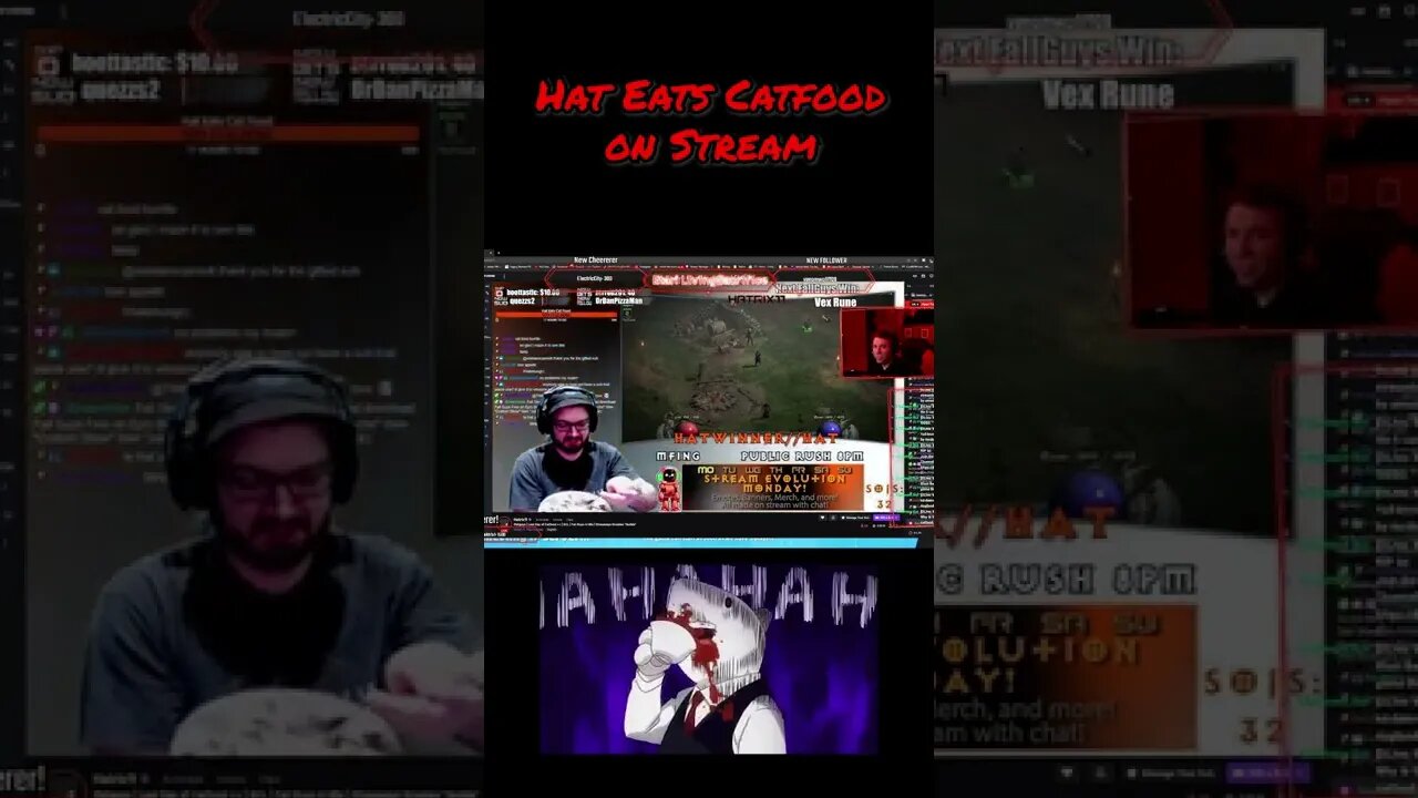 Hat Eats Catfood on Stream - Twitch Community Challenge