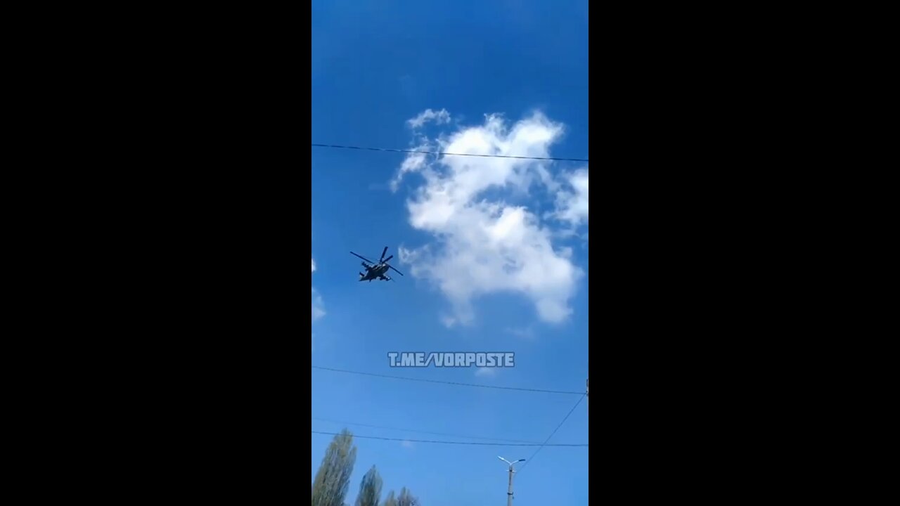 Russian strike Ka-52 "Alligator" in the sky over the Donbass