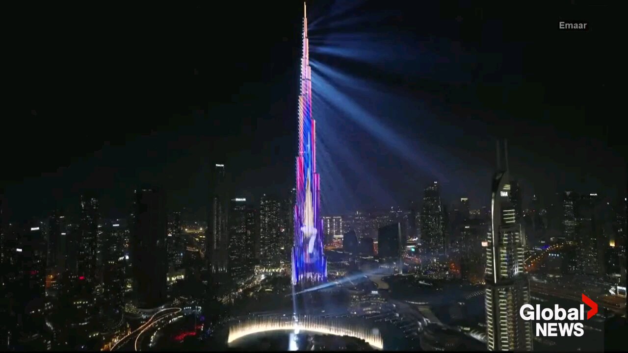 I wanna write a description for the video of "Newyear 2024 fireworks celebration at burjkhalifa "