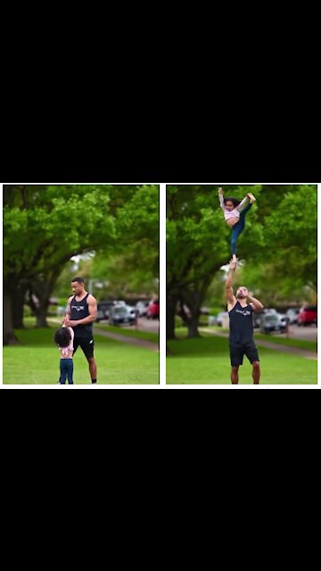 Father is a acrobat. His daughter inherited all his talent genes.